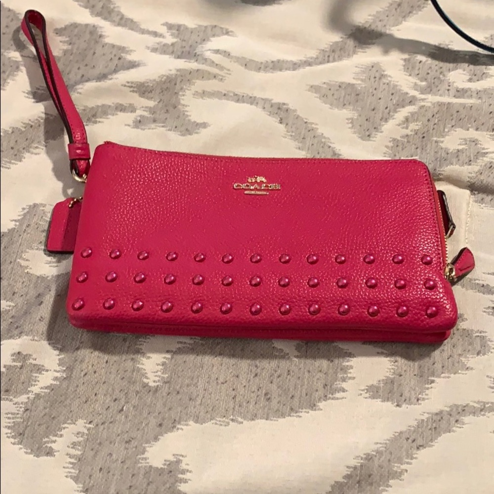 Coach pebble leather studded wallet/wristlet